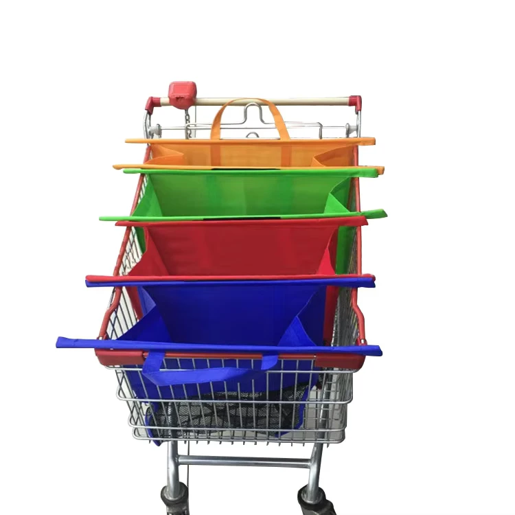 Supermarket Trolley Cart Thickened Non woven 4PCS Set Portable Shopping Storage Bag