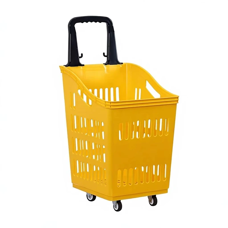 Supermarket Trolley Shopping Basket Extra Large Wheels Hand held Plastic Small Cart Red Vegetable Basket