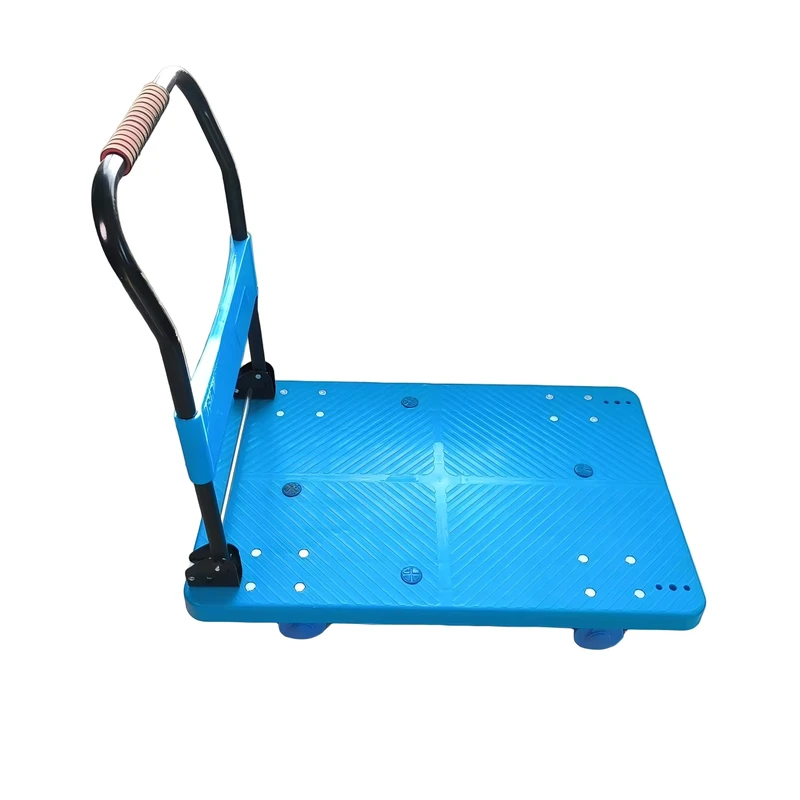 Supermarket Warehouse Foldable Plastic Cargo Trolley Anti Slip Design Handcart 90*60cm