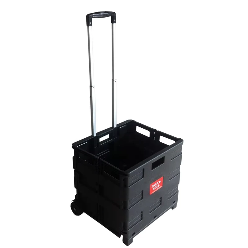 Supermarket and Shopping Super Trolley Plastic Folding Hand Cart with 2 Wheels