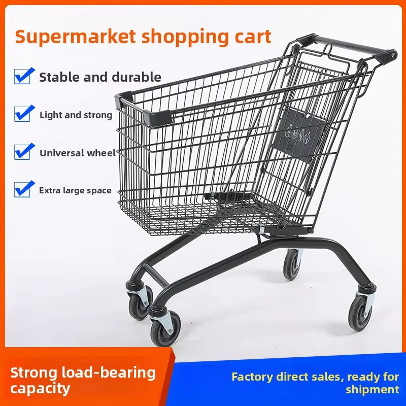 Supermarket warehouse sorting trolley European style herringbone large shopping cart metal shopping cart supermarket trolley