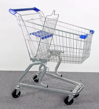 Supermarkets Small Foreign Trade Trolleys Double-Layered Shopping Carts for Buying Vegetables Fabric Mesh Structure