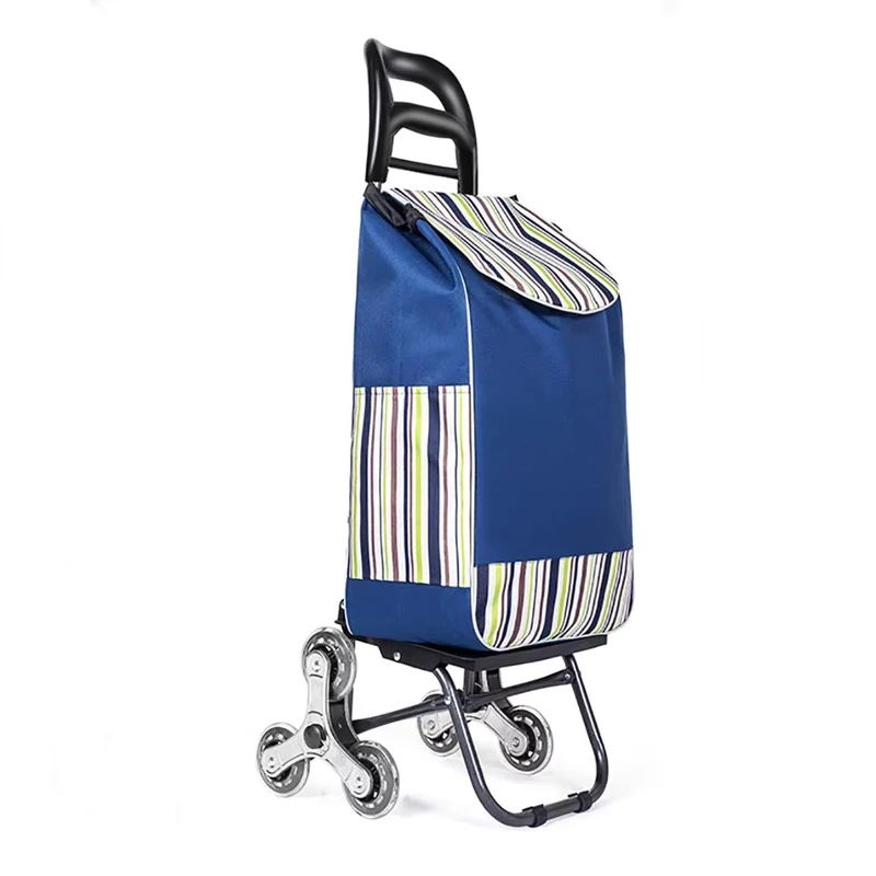 Supply Blue Stair Climber Folding 6 Wheels Heavy Duty Dolly Grocery Shopping Hand Luggage Trolley Cart for Condos