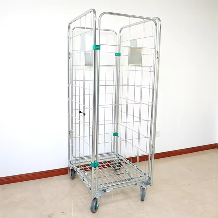 Support OEM ODM Service Steel 500kg Trolley Caged 4 Sided Roll Cages Container Pallet Foldable with Four Wheels