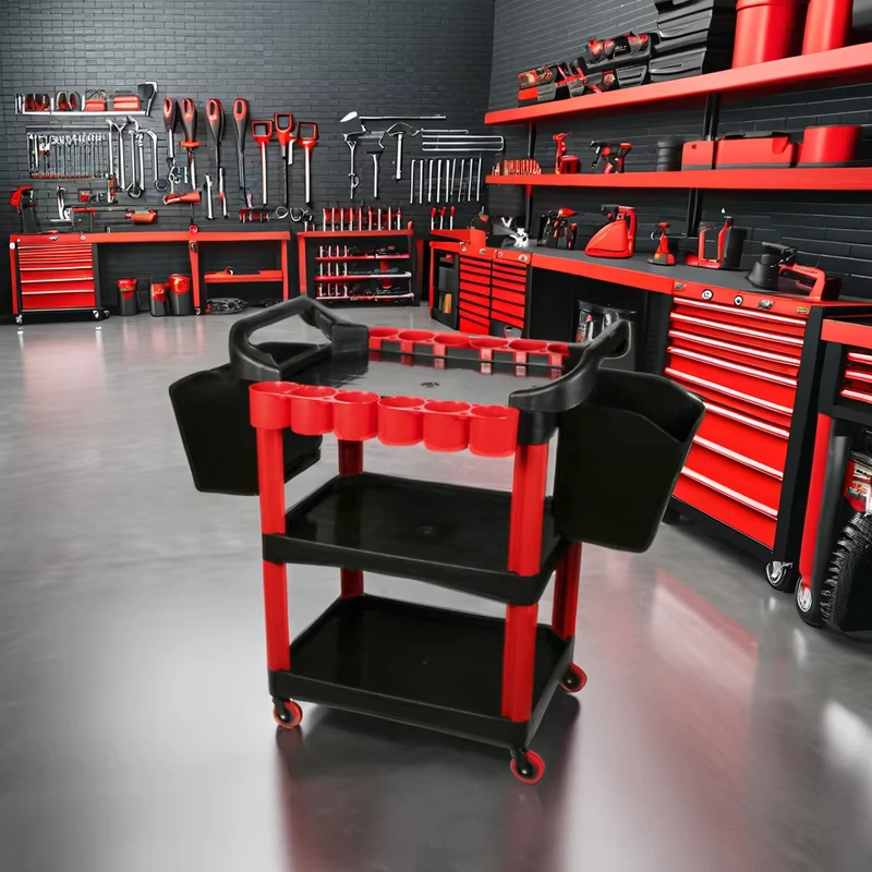 T 664 Auto Polish Care Tool Cart Garage Cabinet for Beauty Material Storage Mobile Car Washer Detailing Workshop Made of Plastic