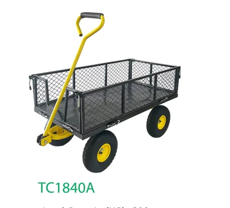 TC1840A Customizable Steel Mesh Garden Utility Wagon 300KGS Load Capacity Yard Cart Four Wheel Platform Factory Supply OEM