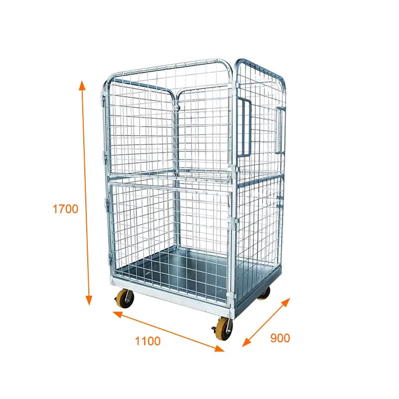 TC19 1B 1100x900xH1770 Medium Duty 500KG Capacity Zinc Plated Mobile Roll Cage Trolley for Warehouse Laundry