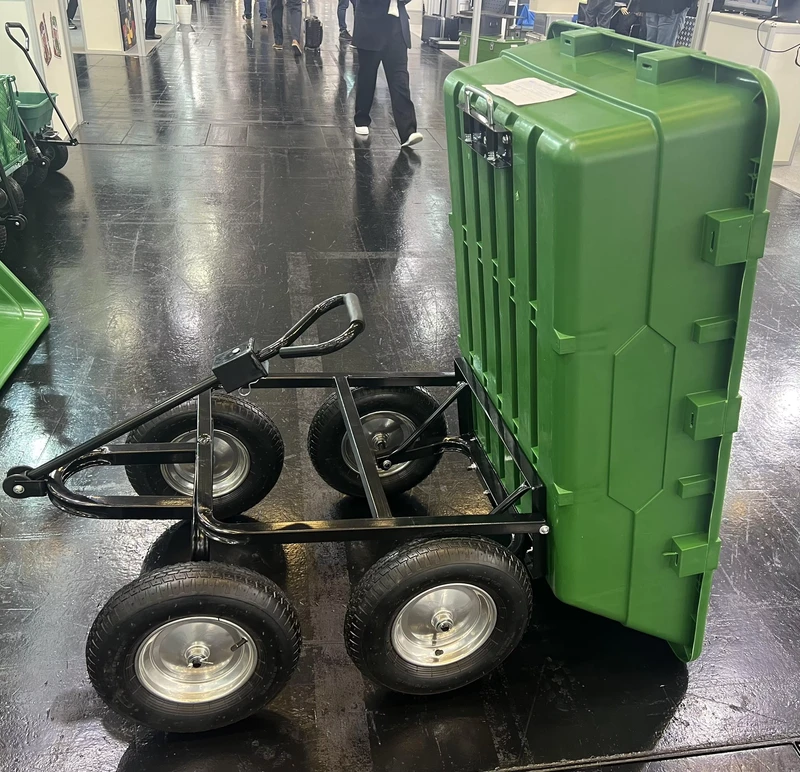 TC2145 Four Wheel Utility Hand Dump Truck Enclosed Structure Poly Lawn Wagon Plastic Crate Wagon Trolleys Garden Tool Cart OEM