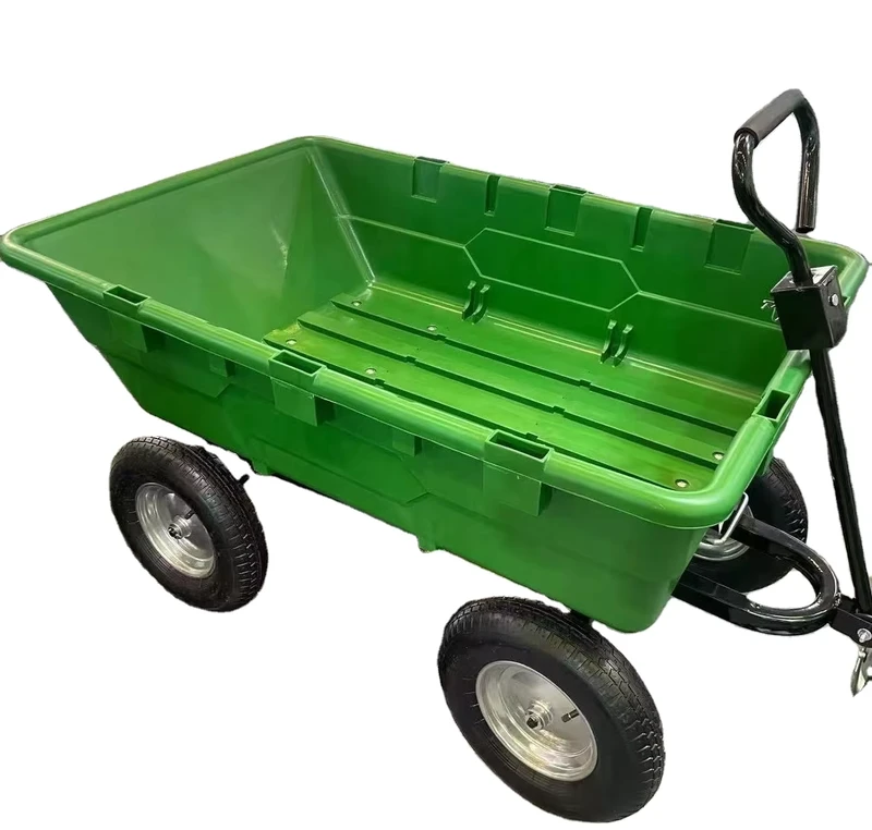 TC2165 Four Wheel Utility Hand Dump Truck OEM Poly Lawn Wagon with Enclosed Structure Steel Platform Garden Tool Cart Trolleys