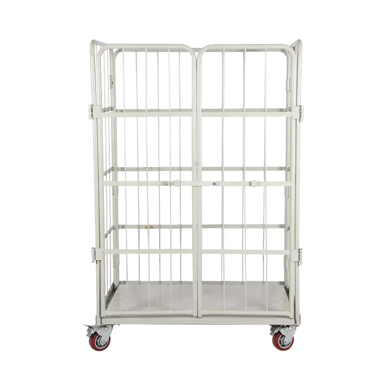 TER Collapsible Metal Transport Stainless Steel Rack Folding Wire Mesh Storage Roll Cage Trolley 800KG Capacity