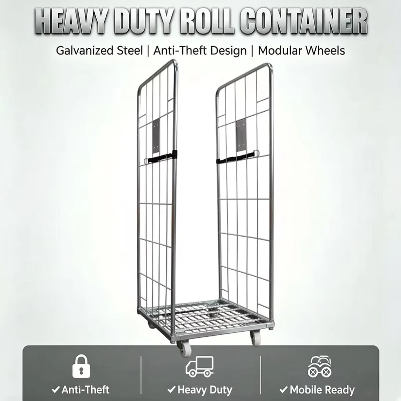 TER Customized Metal Logistic Transport Mild Steel Q235 2 Side Rolling Container with Reinforced Frame for Durable Goods Storage