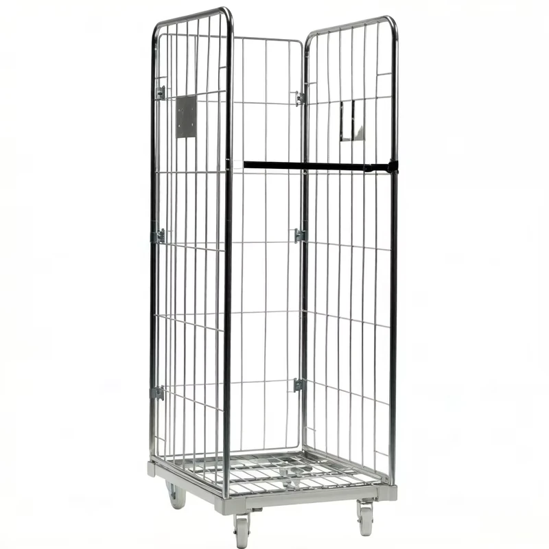TER Industrial Storage Warehouse Fixed Galvanized Wire Mesh 3 Side Roll Container with High Load Capacity for Factory Logistics