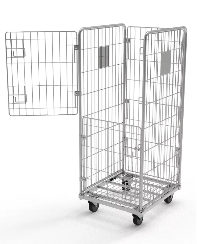 TER Roll Cage 500kg Load Capacity Steel Q235 Galvanized Wire Mesh 60x210mm Industrial Transport Trolley Lockable Design for
