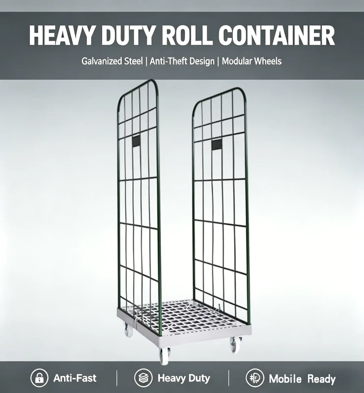 TER Zinc Plating Metal 2 Side Transport Dismountable Roller Container for Supermarket and Logistics Warehouse Equipment