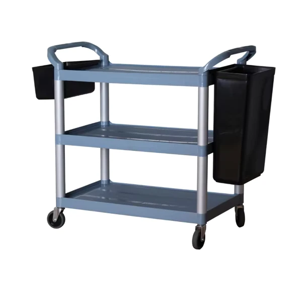 TOP QUALITY 3 Tiers Plastic Service Cart Plastic Food Trolley Cart