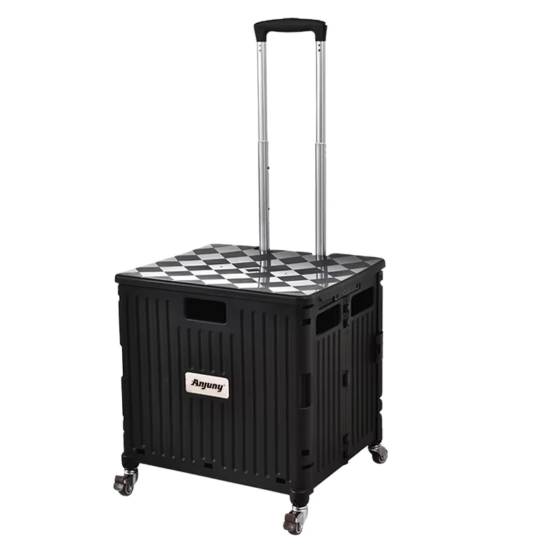 Telescopic Shopping Trolley PP Material Supermarket Shop Trolley Cart Plastic Shopping Cart