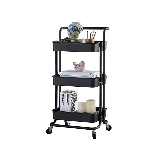 Tenice 3 tier Plastic Rolling Utility Cart with Handle Multi functional Storage Trolley Salon Furniture Kitchen Storage Modern
