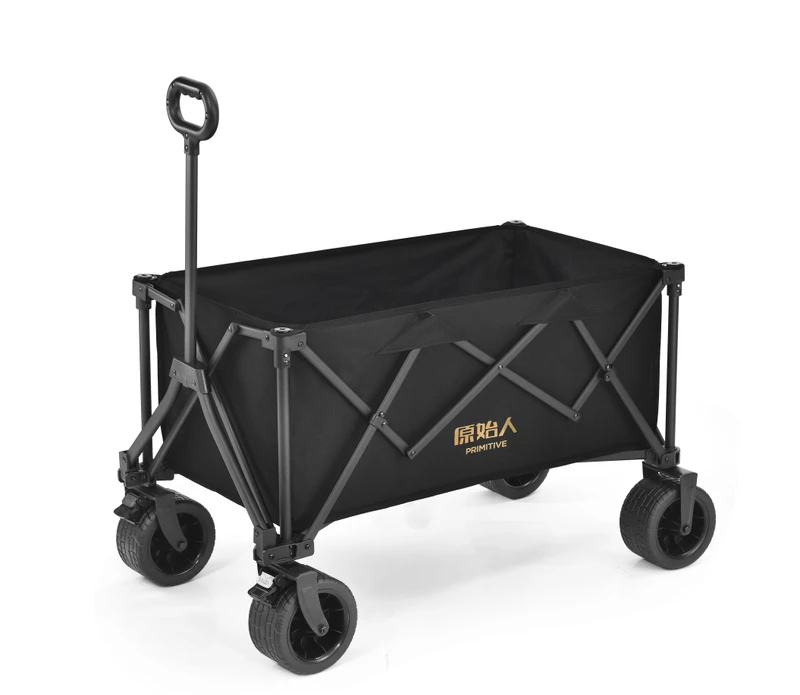 The Primitive Enclosed Stainless Steel Four Wheel Foldable Outdoor Camp Trailer Travel Cart for Children’s Picnics and Camping