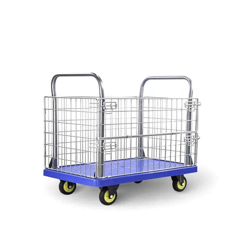 Thickened Plastic Ultra Quiet Cargo Net Cage Trolley 90x60cm Frame Model 16 for Warehouse Logistics
