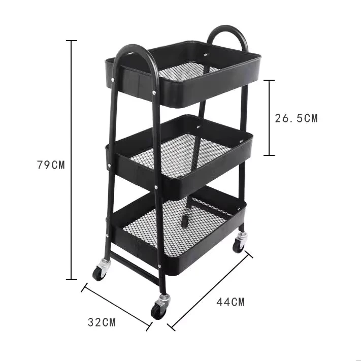 Three Floors Kitchen Toilet Multifunctional Shelving Dismountable Assembly Convenient Trolley
