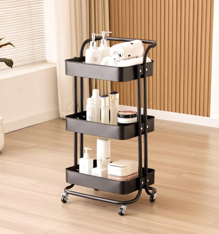 Three Layer Beauty Trolley with Wheels Salon Spa Furniture Tools Made of Durable Metal