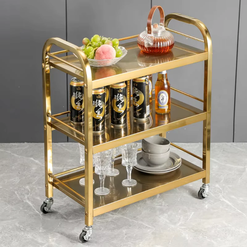 Three Layer Stainless Steel Dining Cart Commercial Hotel Catering Service Trolley
