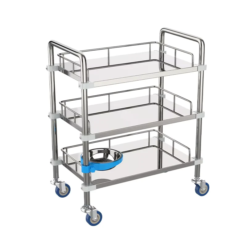Three-Layer Stainless Steel Surgical Trolley Hospital Dressing Medical Instrument Cart Furniture Type