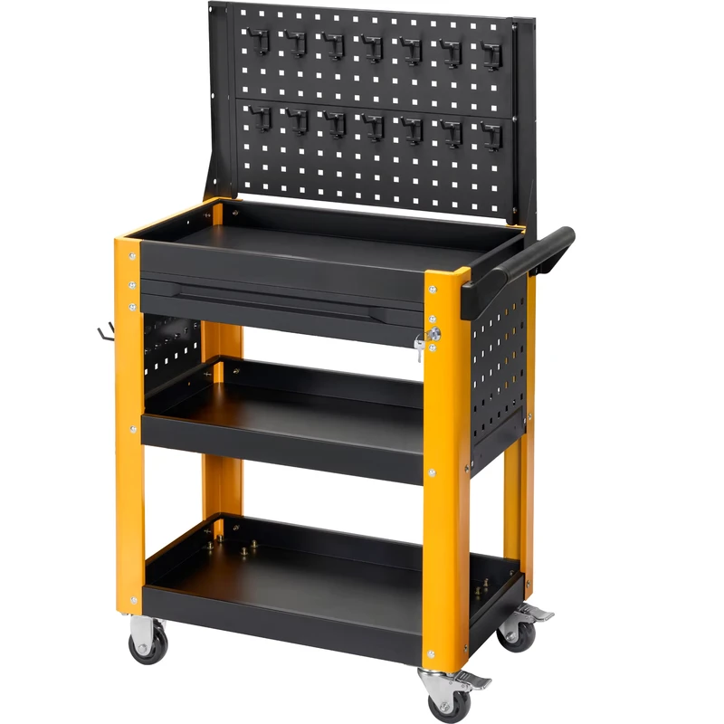 Three Layer Tool Cart Heavy Duty Workshop Utility Trolley on Wheels