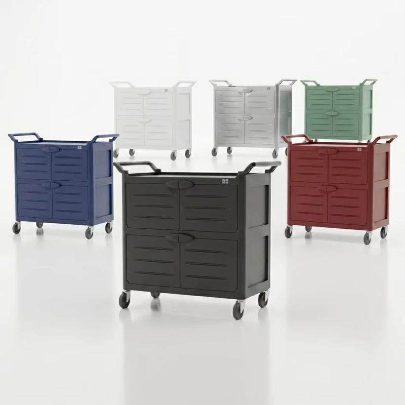 Three Tier Hotel Trolley Dining Cart 4 inch PP+Aluminum Wheels for Cleaning Service Restaurant Hotel Kitchen