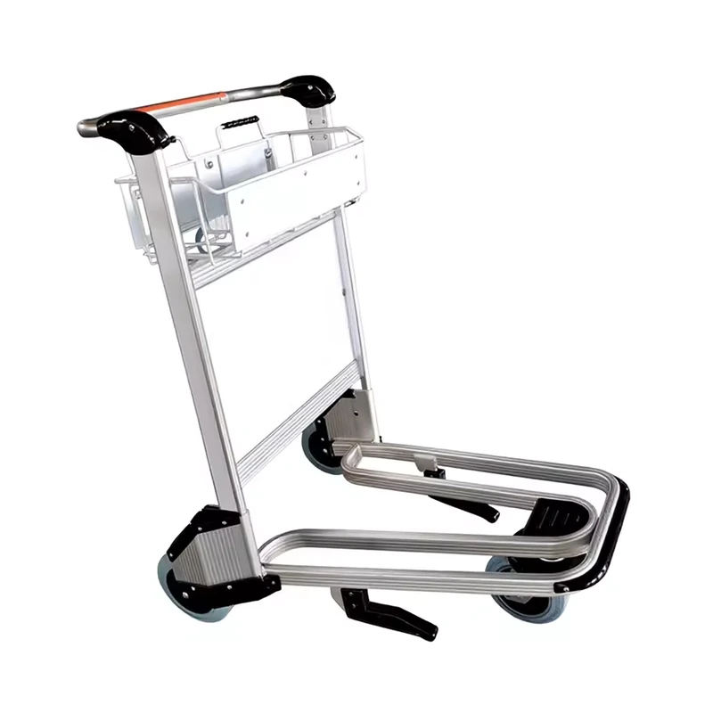 Three Wheels Aluminum Alloy Airport Hand Brake Baggage Trolley Airport Luggage Trolley Carts Airport Trolley