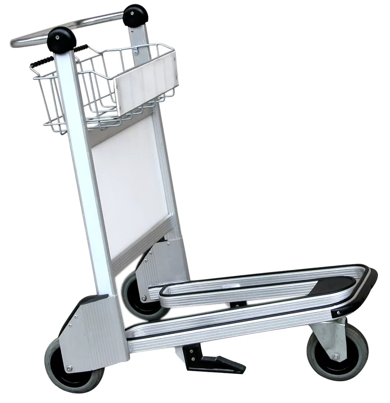 Three Wheels Hand Brake Shopping Steel Baggage Airport Carts Airport Luggage Trolleys