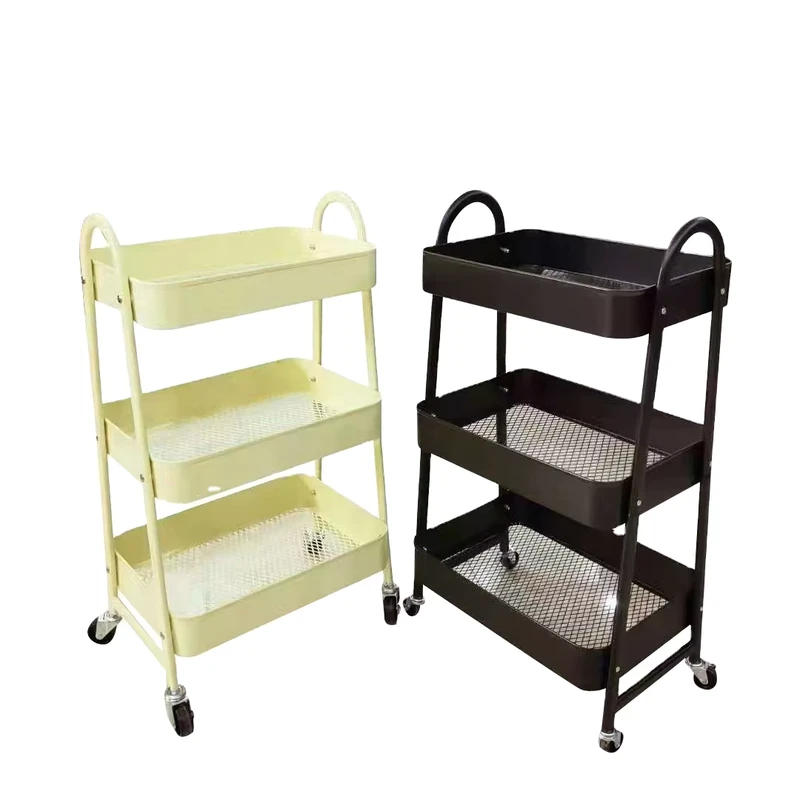 Three story Kitchen High Quality Modern Metal Moving Storage Rolling Cart Dish Rack