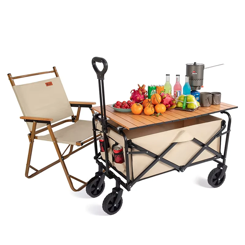 Tongshunfa Outdoor Picnic Beach Camping Wagon Camping Cart Trolley Garden Trail Foldable Collapsible Folding Utility Cart Wagon