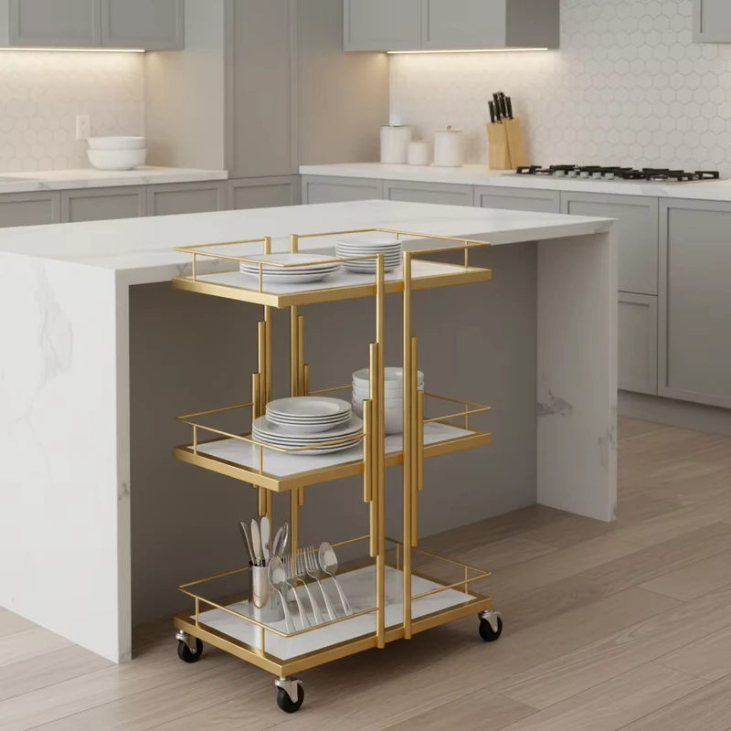 Top Selling Beauty New Simple Design Makeup Salon Cart 3 Tiers Pedicure Spa Nail Shop Trolley Beauty Trolley With Lockable Wheel