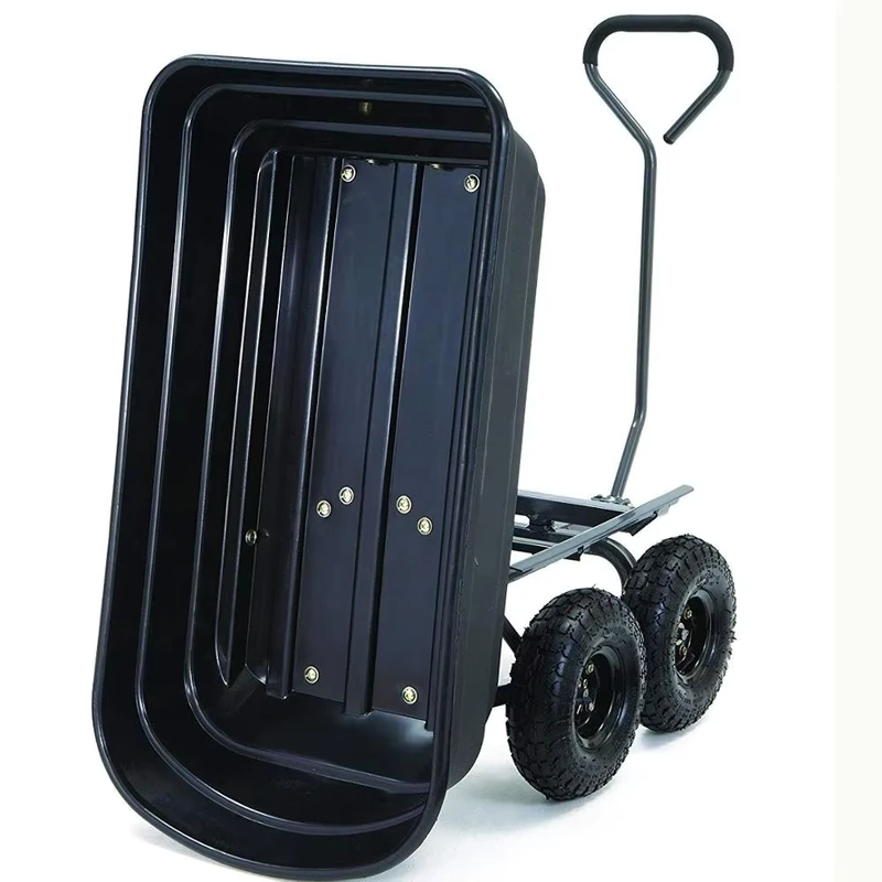 Trailer Dump Truck Roll Container Garden Tool Cart Garden Cart Utility Yard Cart with Metal Frame