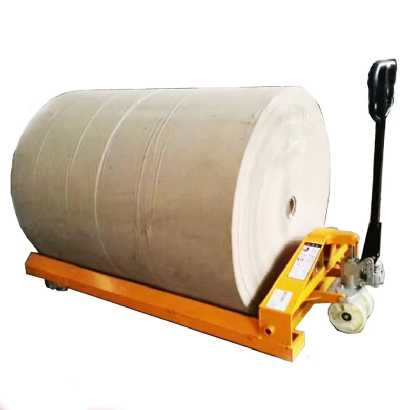 Transpallet Manual 2t 2.5t Hydraulic Cylinder Hand Pallet Truck for 1m 1.5m 2m Film Roll Round Pallet Truck Hand Trolley