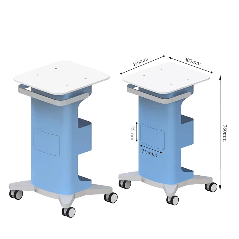 Transparent Modern Plastic Hospital Use Metal Iron Glow Skin Facial Co2 Fractional Laser Machine Salon Trolley Cart