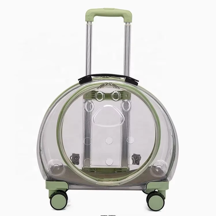 Transparent Pet Carries Tote Portable Cat Travel Bag Pet Trolley Suitcase With Wheels Transport Case Cat Stroller for Pet Cart