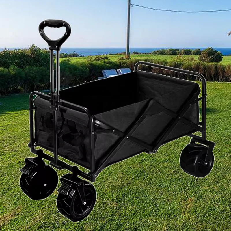 Travel Friendly Folding Wagon Cart Lightweight Utility Wagon with All Terrain Wheels for Camping and Beach