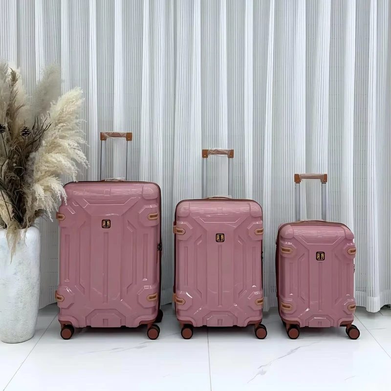 Trendy 3pcs Waterproof Hard Shell Rolling Trunk Explosion proof Zipper Travel PP Luggage Set With Adjustable Pull Rod