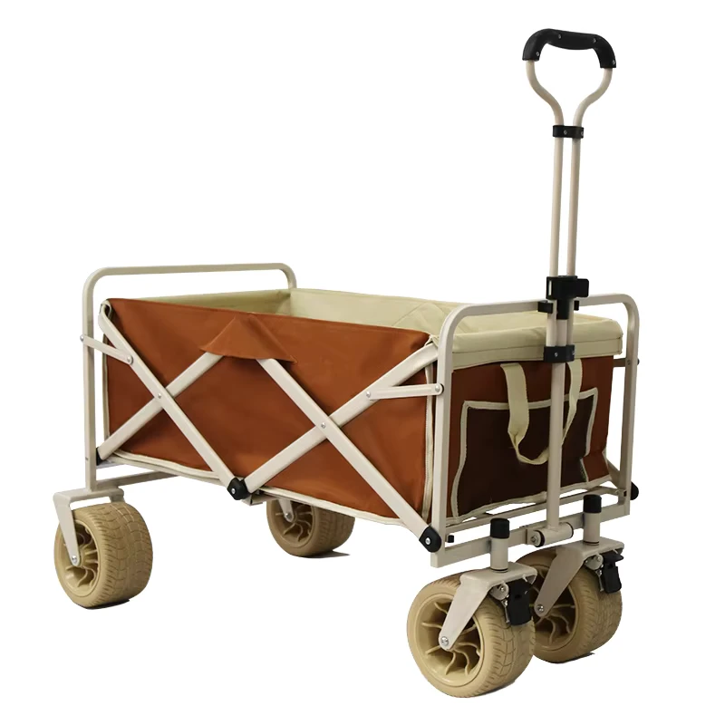 Trendy All terrain Utility Cart with Brake System Collapsible Folding Wagon with Adjustable Handle for Beach