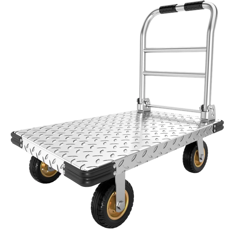 Trolley 200kg/300kg/500kg Metal Durable Flatbed Hand Truck Carts Silent Foldable Platform Trolley For Carrying