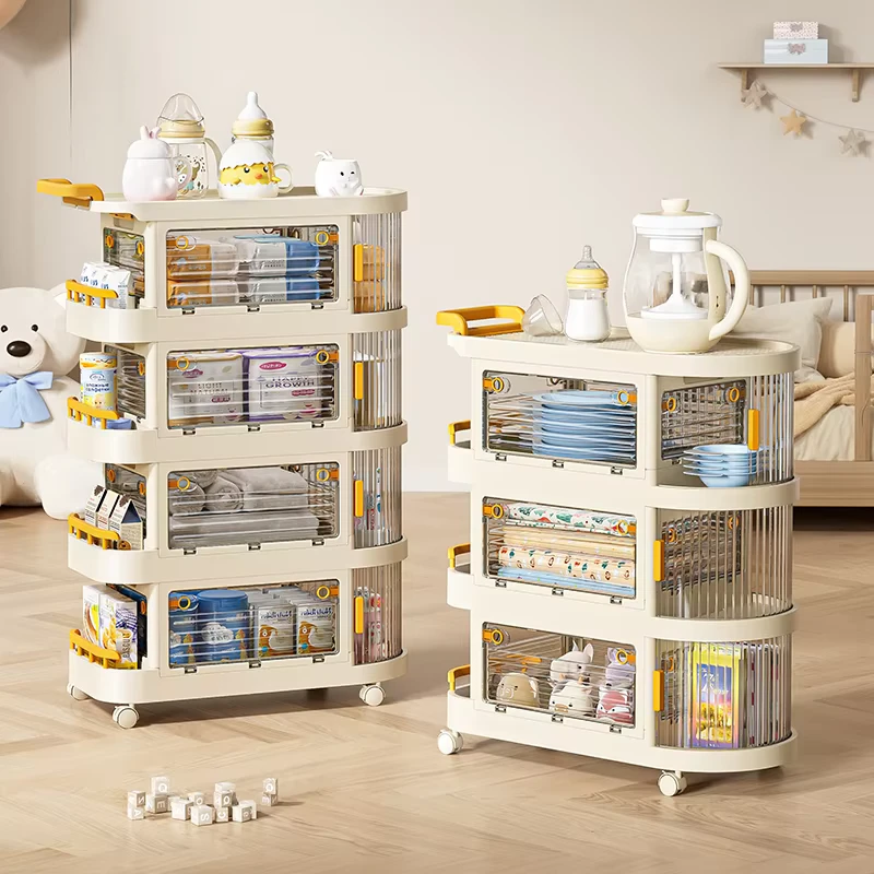 Trolley Bathroom Storage Cart Rack with Wheels Rack for Household Goods Three Layers Storage Cart Storage Rack