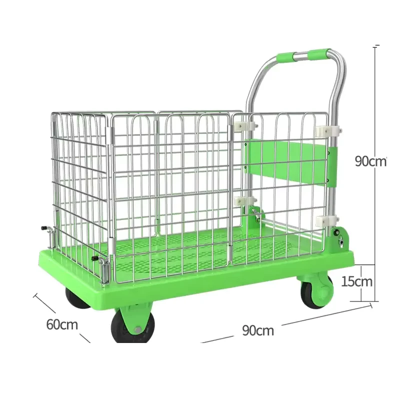 Trolley Folding Hand Truck Cage Cart Electric Platform Carrier Foldable Push Cart Electric Drive Cart Platform Warehouse