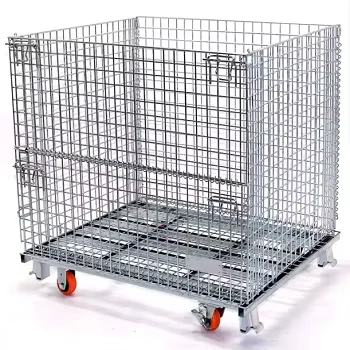 Trolley Metal Durable Flatbed Hand Truck Carts Silent Foldable Platform Trolley for Carrying Container Wire Mesh Cage