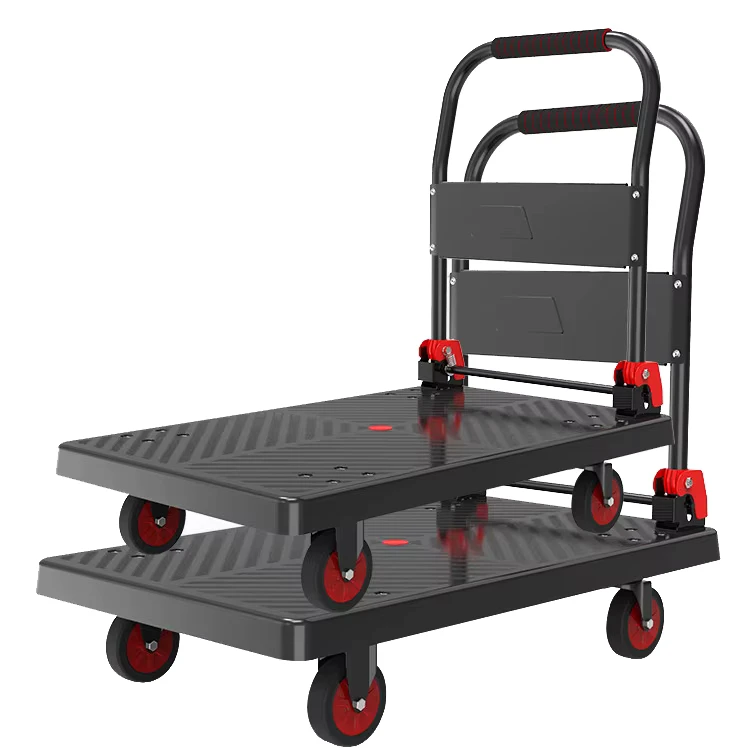 Trolley Pull Cargo Flatbed Folding Portable Small Pull Cart Household Trolley Trolley Truck Thickened Trailer