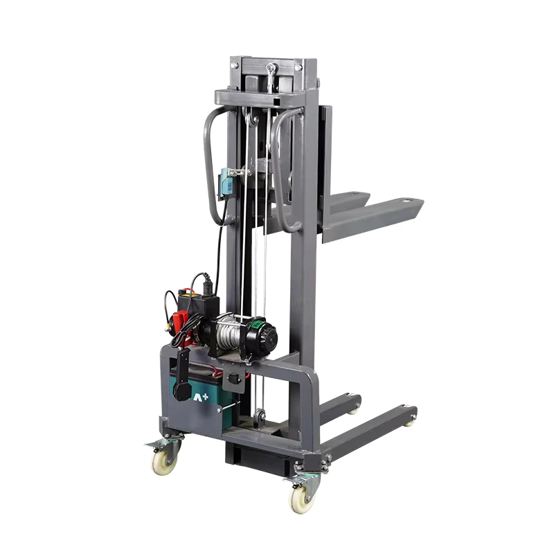 Truck Mounted Electric Stacker Manual Forklift Self Lift Portable Electric Hoist Self Loading 300kg Construction Use
