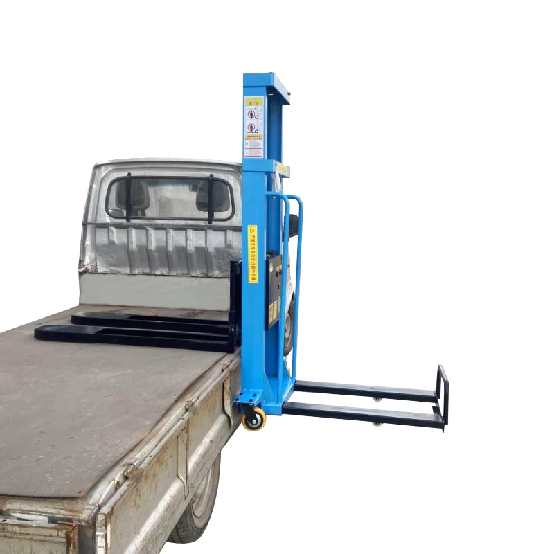 Truck Mounted Forklift Electric Stacker Hydraulic Handling Truck Small Mobile Elevator Manual Forklift for Unloading