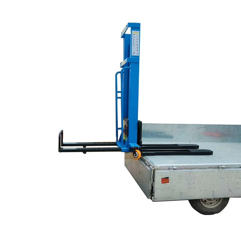 Truck Mounted Manual Forklift 1000kg Loading Electric Stacker Hydraulic Handling Small Mobile Elevator Self Lift Stacker