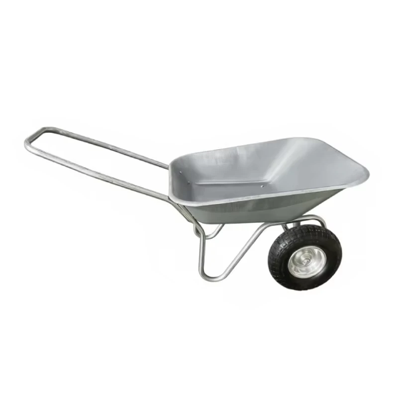 Two Wheel Reinforced Steel Tub Outdoor Gardening Landscaping Farm Heavy Duty Transport Wheelbarrow